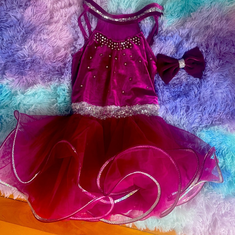 Burgundy tap or jazz costume for competitions